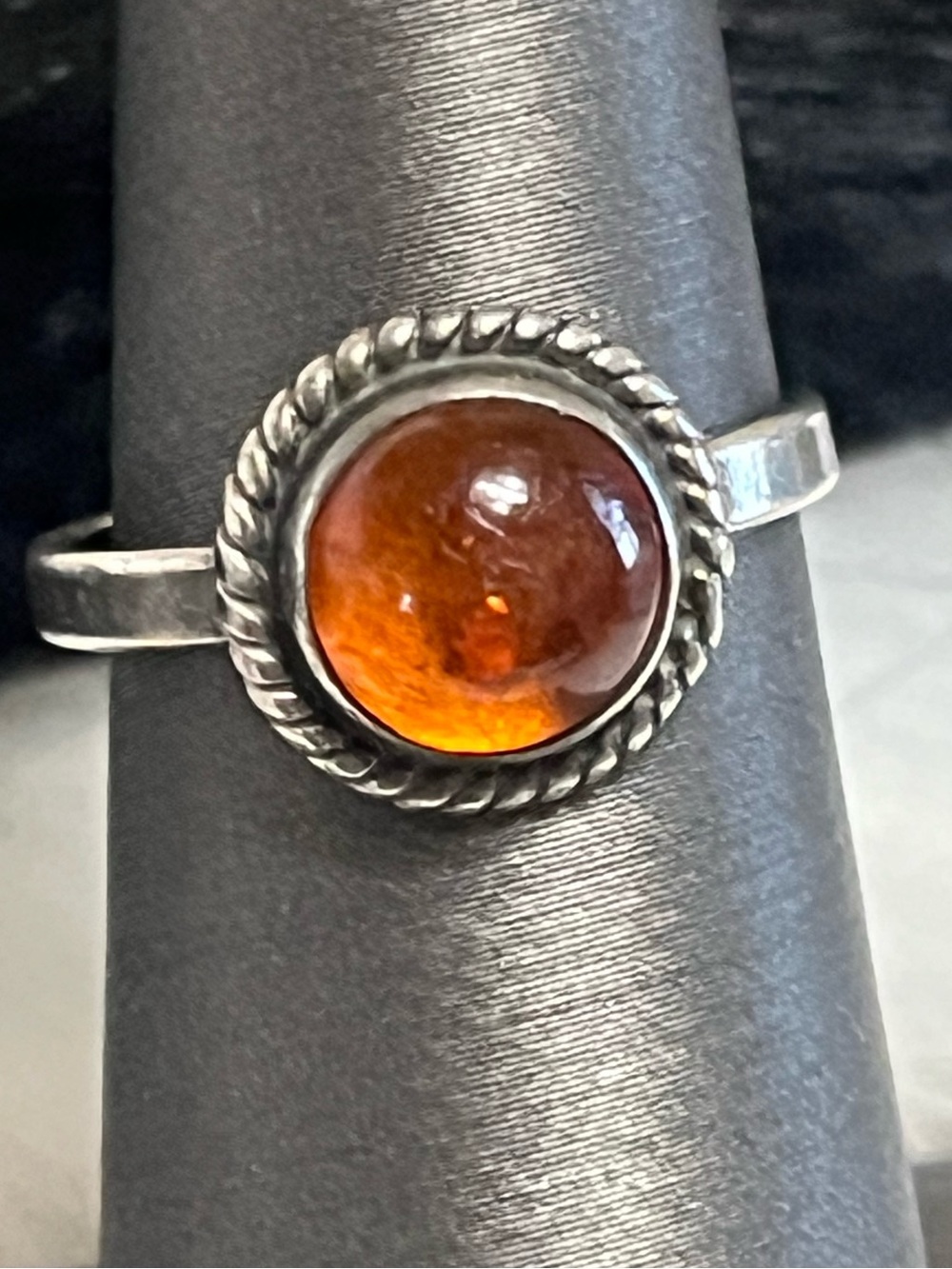 Vintage Sterling Amber Ring
